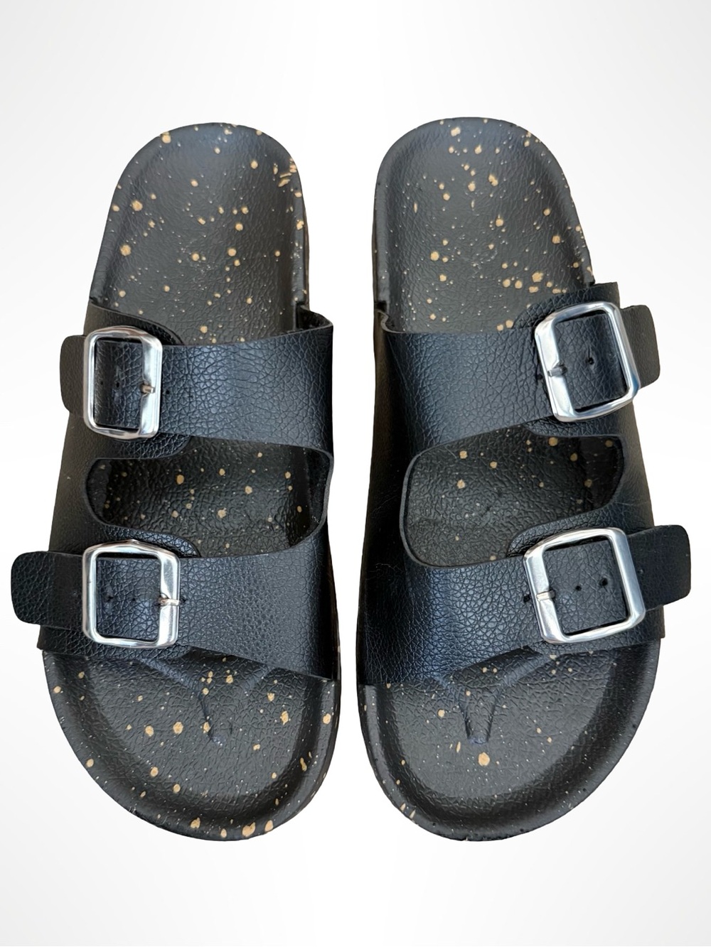 Black Double Buckle Slide Sandals Gorpcore Granola Normcore Casual Outdoors